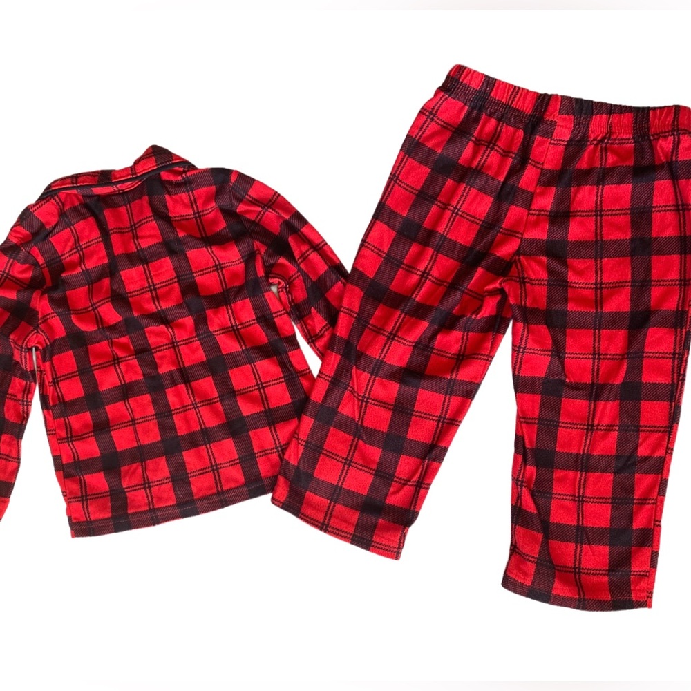 Carters Kids Red and Black Plaid Pajama Set 2T - Picture 2 of 5